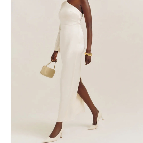 Reformation Winifred Satin Dress Fior Di Latte - Picture 12 of 12